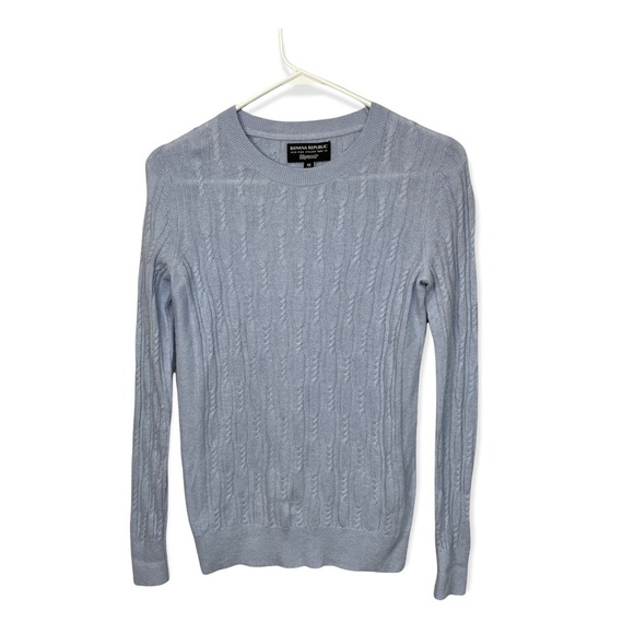 Banana Republic Sweaters - Banana Republic Blue Cable Knit XS Merino Cashmere